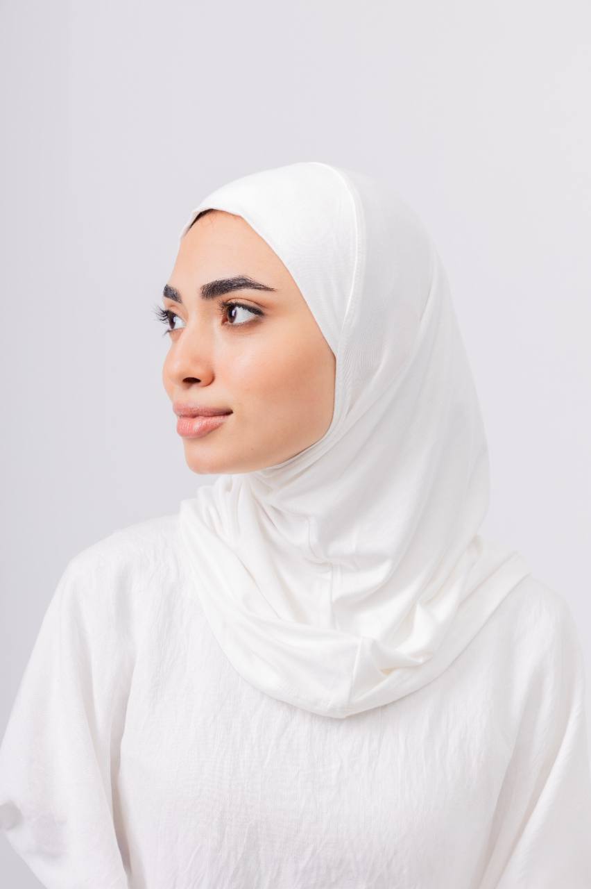 Ready Wrap One Piece Hijab in Off White #Color_Off White