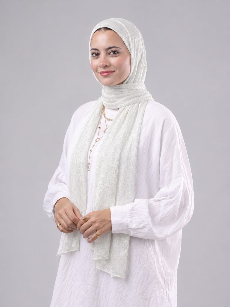 Soft Crinkle Scarf in Off White #Color_Off White