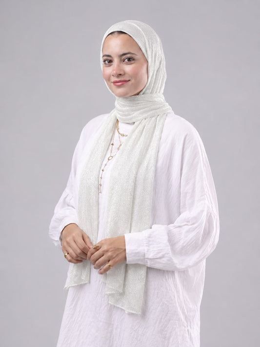 Soft Crinkle Scarf in Off White #Color_Off White