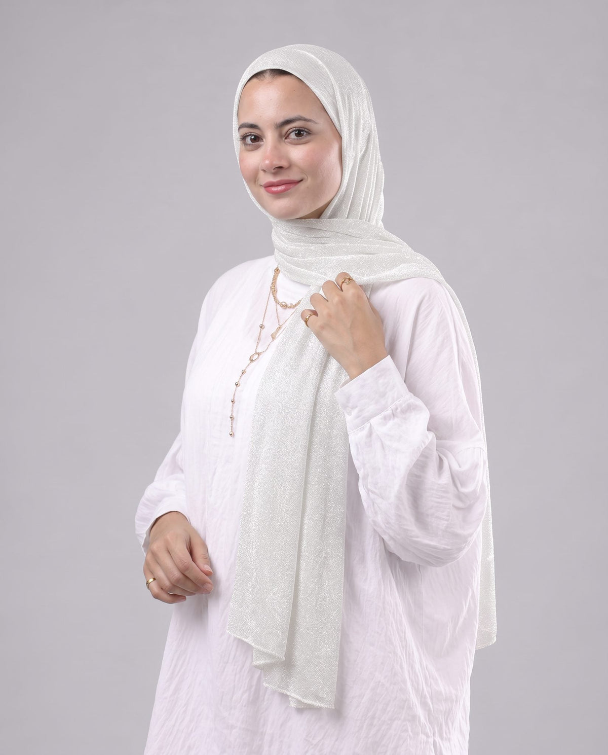 Soft Crinkle Scarf in Off White #Color_Off White