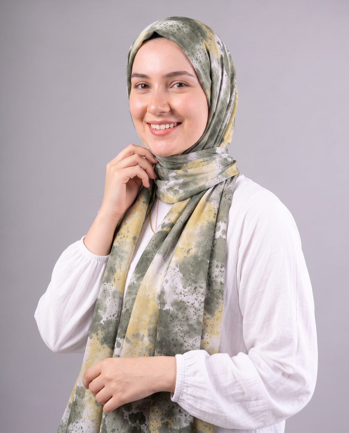 Olive Mist Printed Cotton Scarf