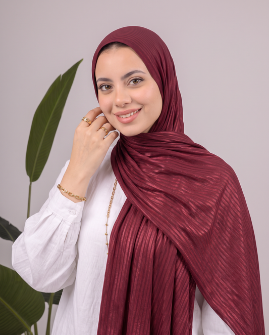 Metalic Knit Stripe Scarf in Red #Color_Red