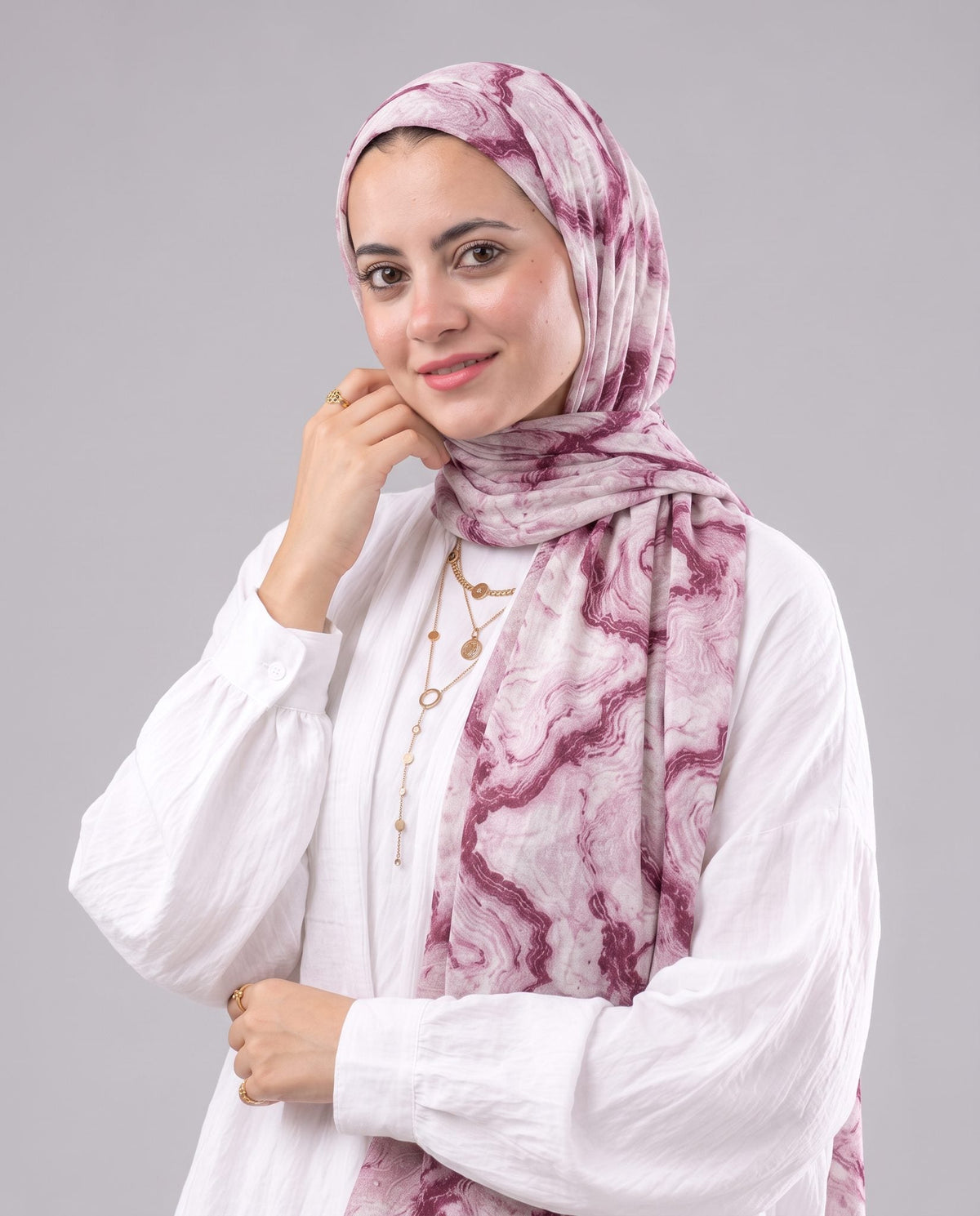 Rose Marble Printed Cotton Scarf