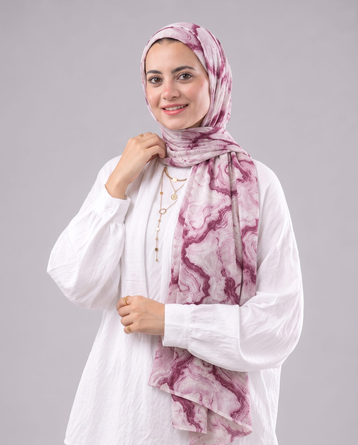 Rose Marble Printed Cotton Scarf