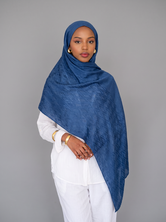 Samarkand Kuwaiti Scarf in Navy #Color_Navy