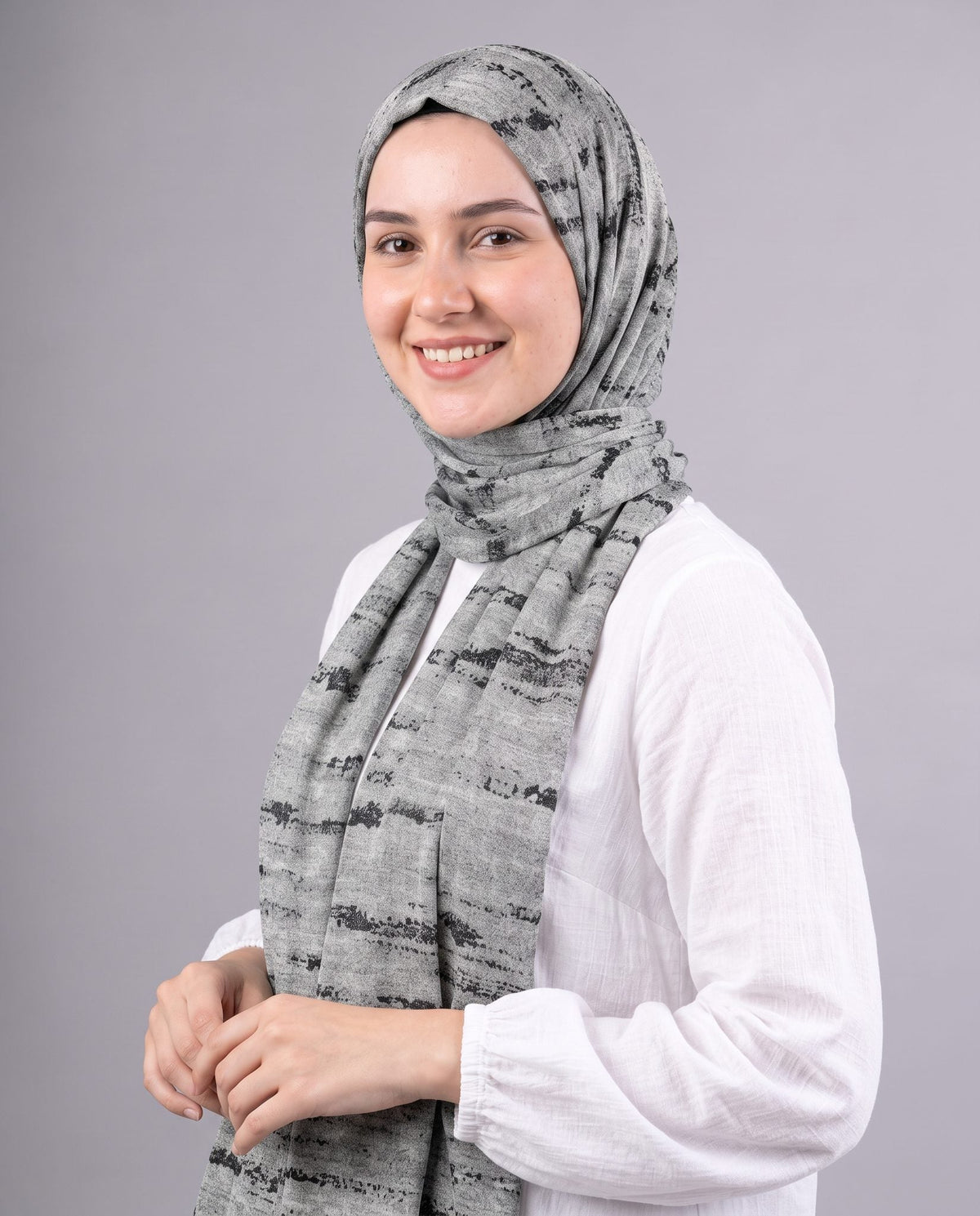 Silver Strokes Printed Cotton Scarf