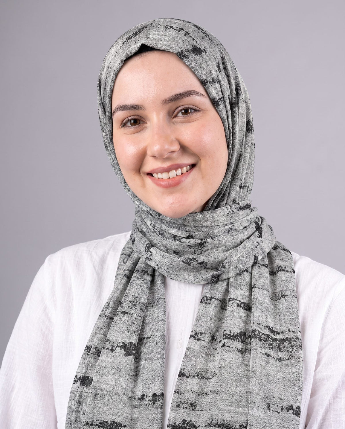 Silver Strokes Printed Cotton Scarf