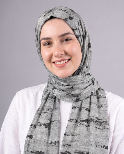 Silver Strokes Printed Cotton Scarf