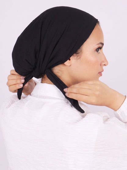 Soft Kuwaiti Knot cotton tie back cap in Black #Color_Black