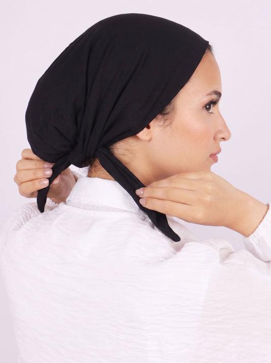 Soft Kuwaiti Knot cotton tie back cap in Black #Color_Black