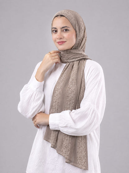 Leopard Cotton Scarf - Taupe