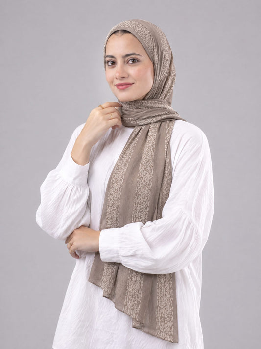 Leopard Cotton Scarf - Taupe