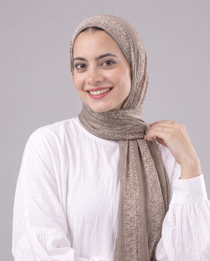 Leopard Cotton Scarf - Taupe