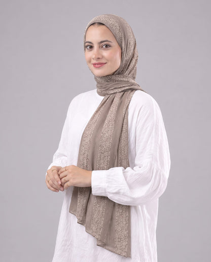Leopard Cotton Scarf - Taupe