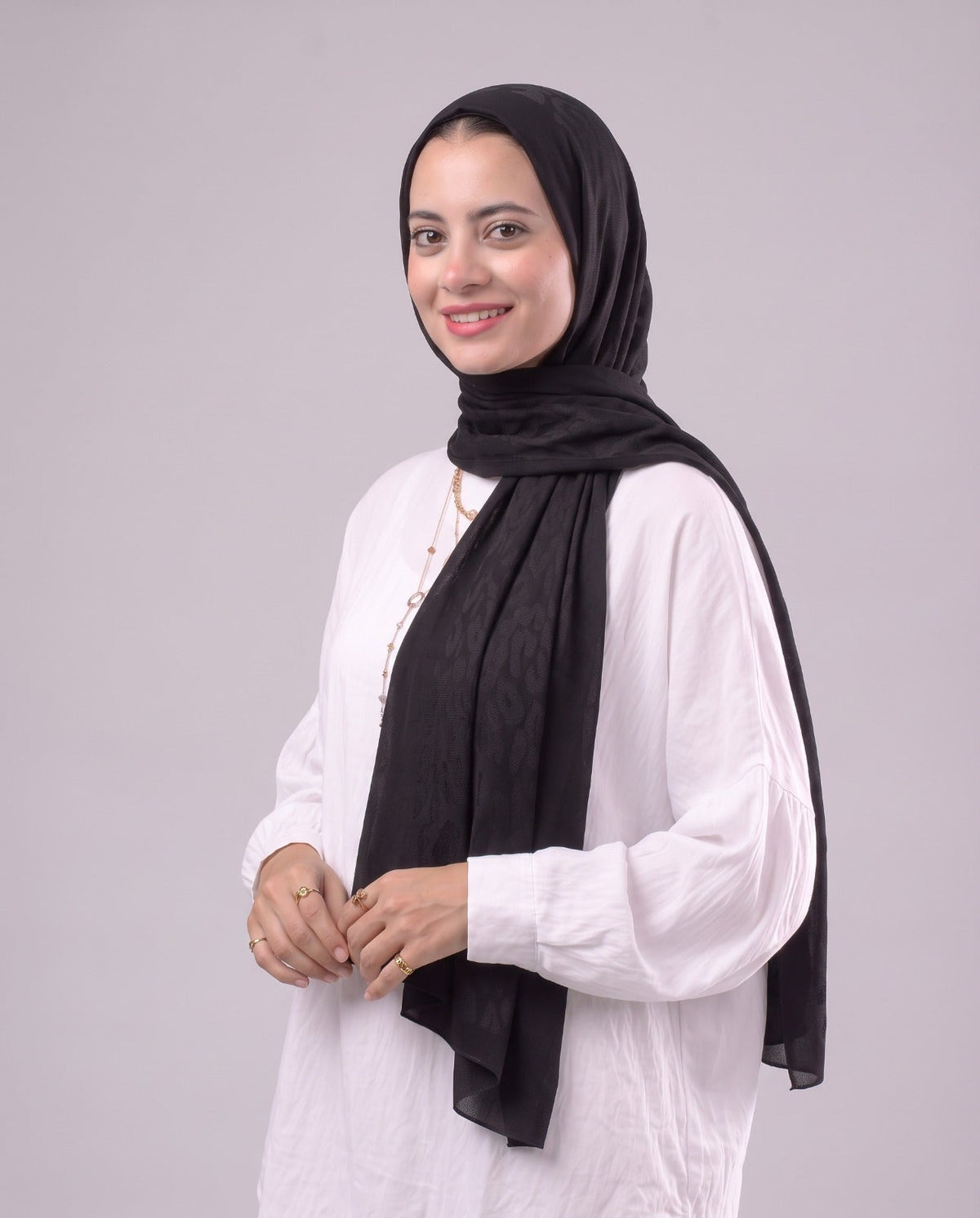 Leopard Cotton Scarf - Black