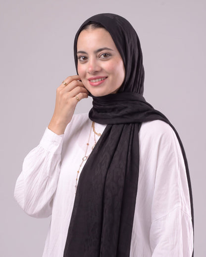 Leopard Cotton Scarf - Black