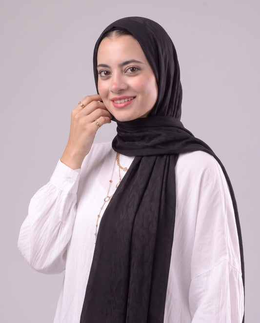 Leopard Cotton Scarf - Black