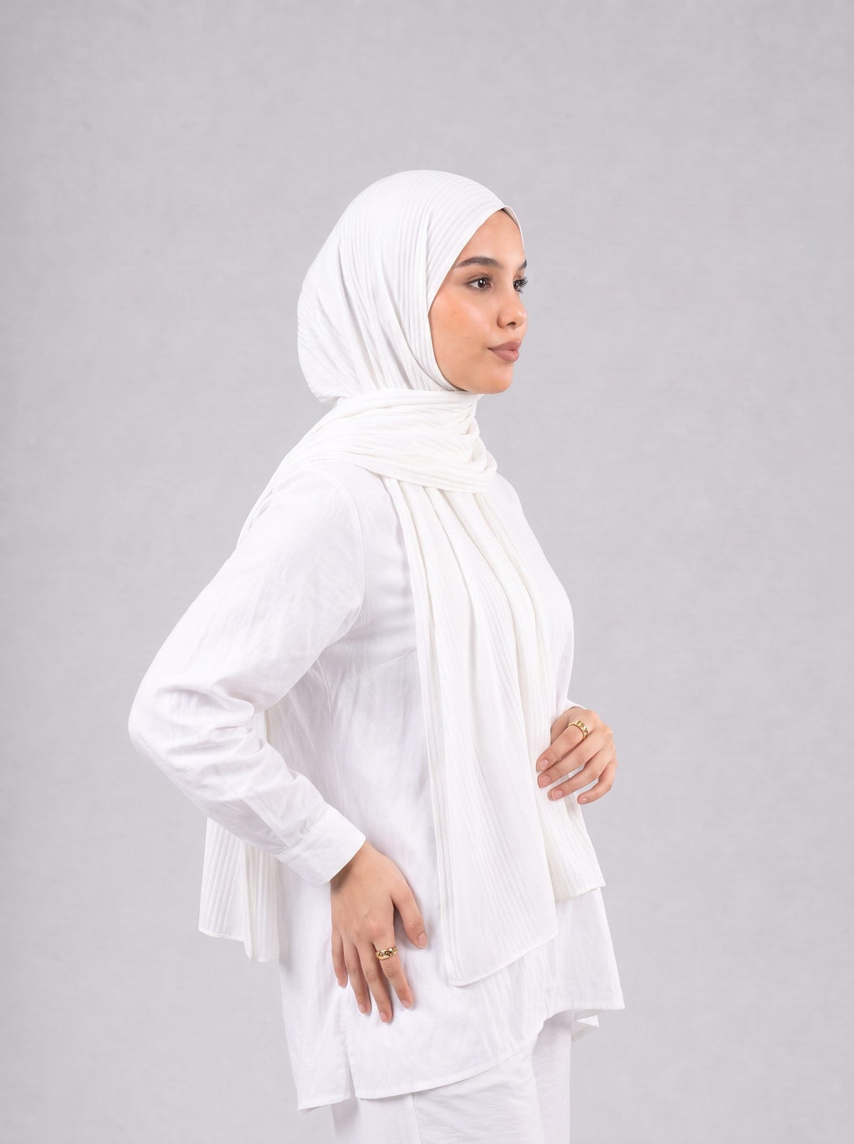 Cotton Stripe Border Kuwaiti Scarf in Off White #Color_Off White