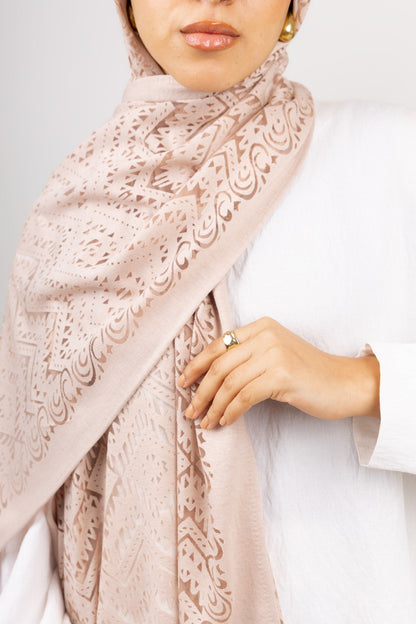 Atlas Devore Kuwaiti Scarf in Blush Beige #Color_Blush Beige