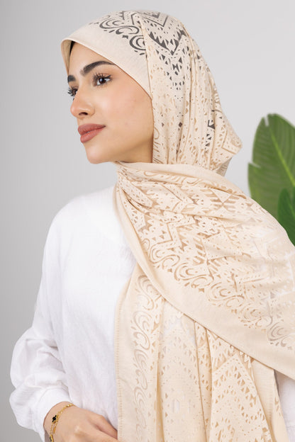 Atlas Devore Kuwaiti Scarf in Ivory #Color_Ivory