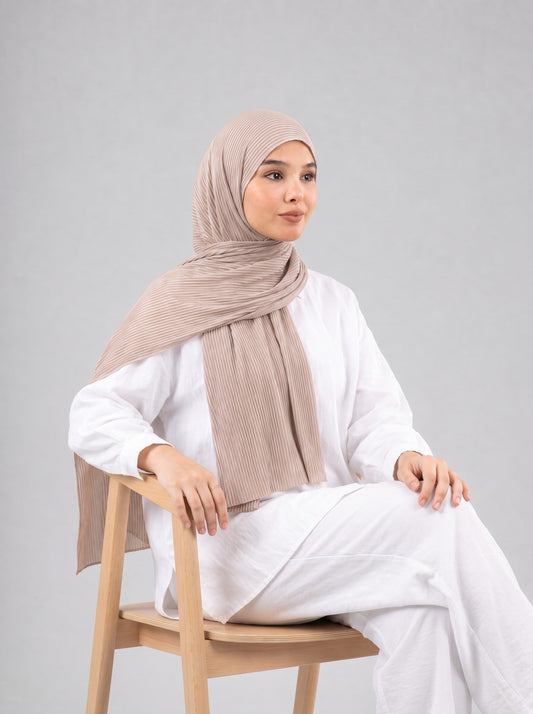 Mirage Pleat Kuwaiti Scarf in Beige #Color_Beige