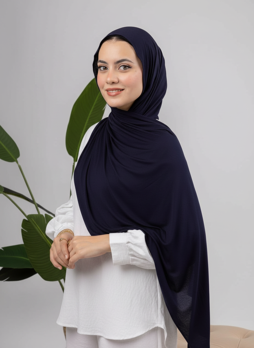 Pure Jersey Kuwaiti Scarf in Black #Color_Black