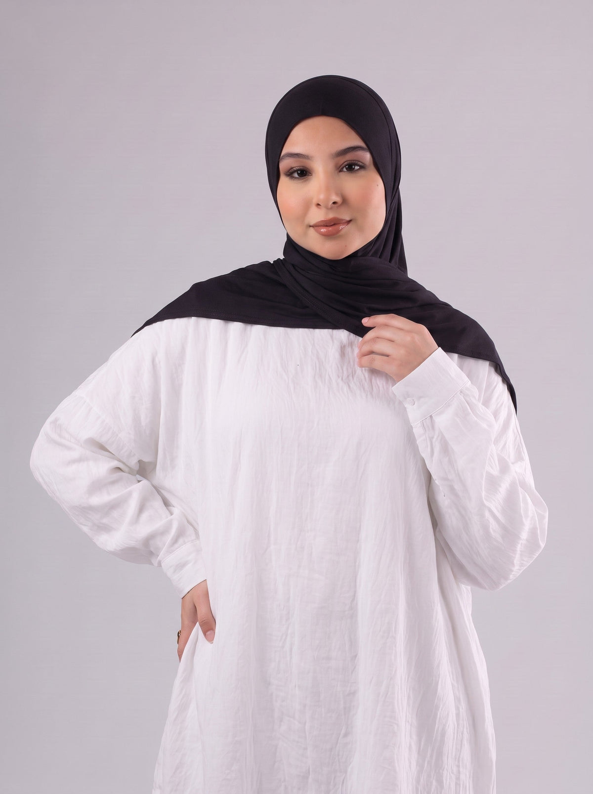 Quick Wrap Hijab in Black #Color_Black