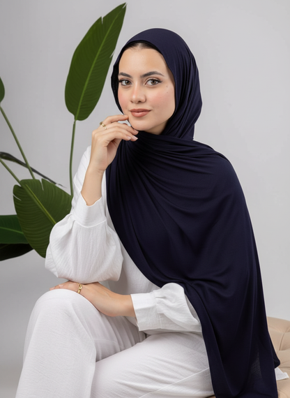 Pure Jersey Kuwaiti Scarf in Black #Color_Black