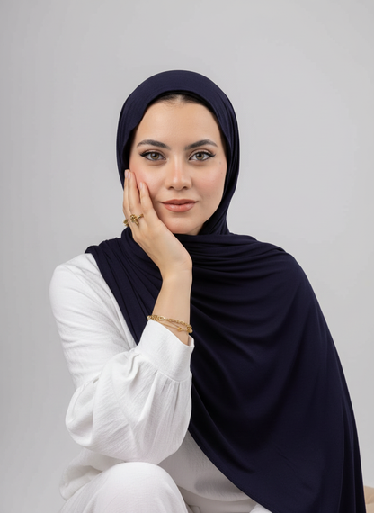 Pure Jersey Kuwaiti Scarf in Black #Color_Black