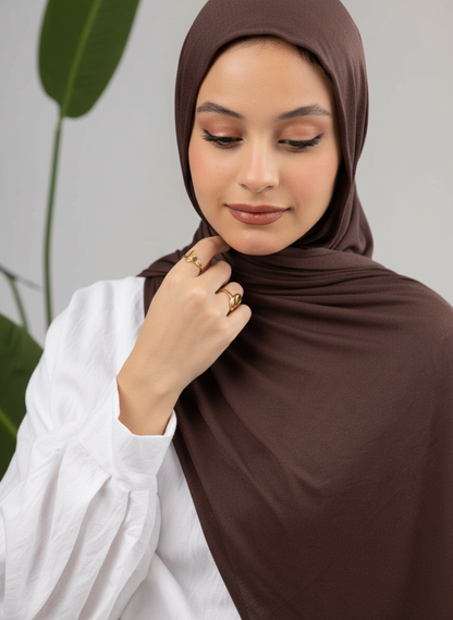Pure Jersey Kuwaiti Scarf in Brown #Color_Brown