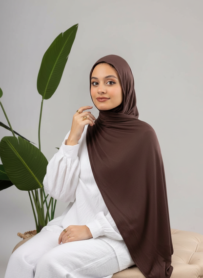 Pure Jersey Kuwaiti Scarf in Brown #Color_Brown