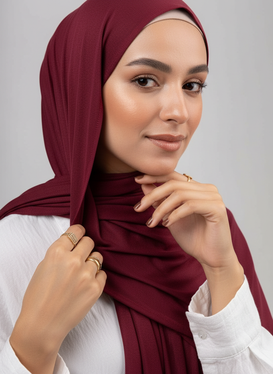 Pure Jersey Kuwaiti Scarf in Burgundy #Color_Burgundy