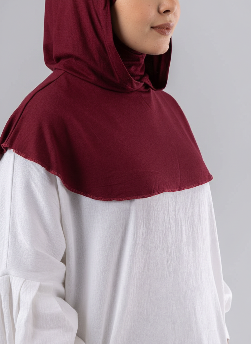 Ready Two Layer Kuwaiti Hijab in Burgundy #Color_Burgundy
