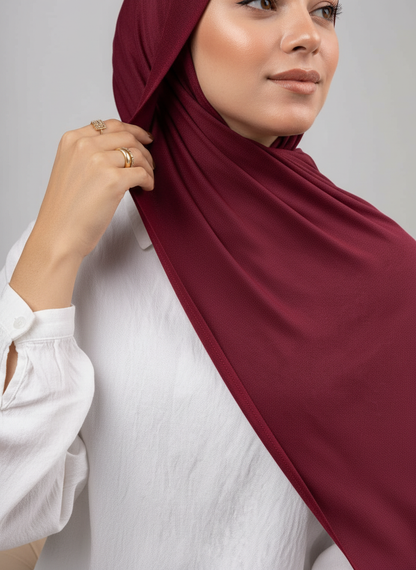 Pure Jersey Kuwaiti Scarf in Burgundy #Color_Burgundy