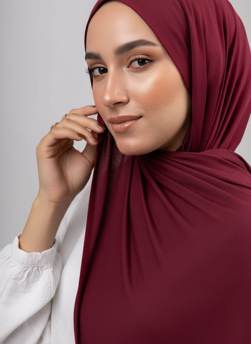Pure Jersey Kuwaiti Scarf in Burgundy #Color_Burgundy