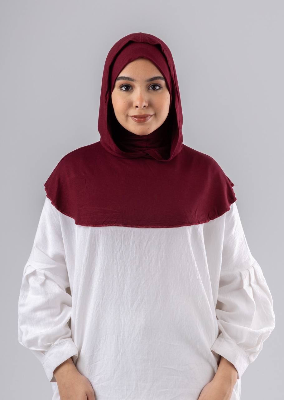 Ready Two Layer Kuwaiti Hijab in Burgundy #Color_Burgundy