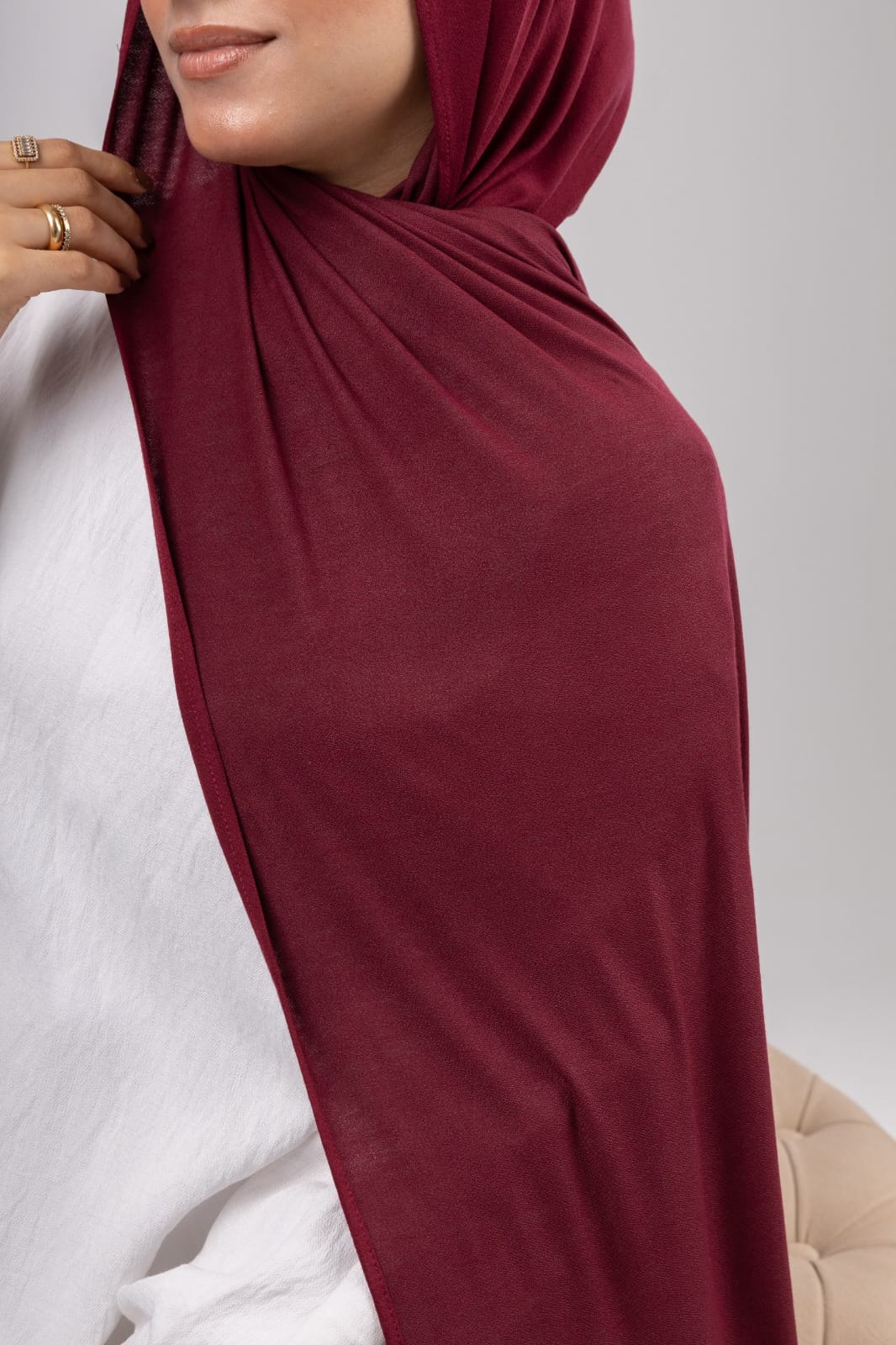 Pure Jersey Kuwaiti Scarf in Burgundy #Color_Burgundy