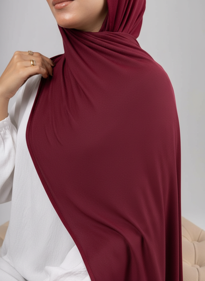 Pure Jersey Kuwaiti Scarf in Burgundy #Color_Burgundy