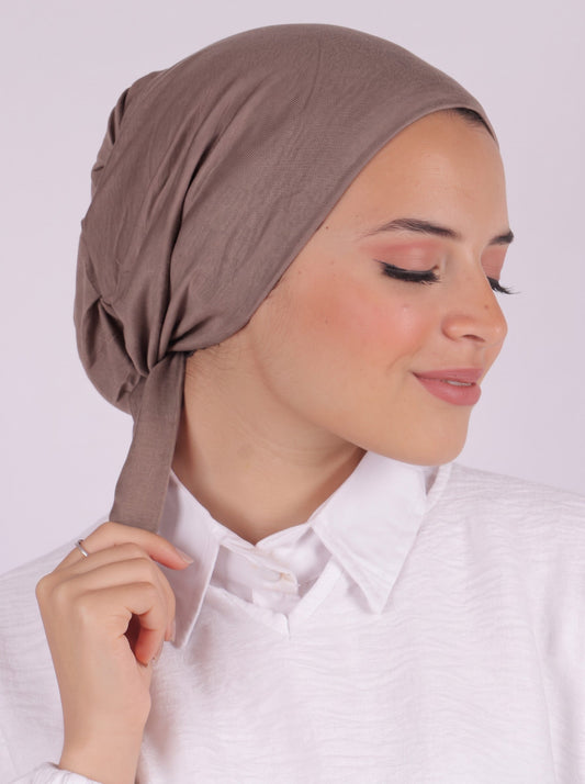 Seamless Tie Bonnet - Cafe