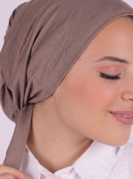 Seamless Tie Bonnet - Cafe