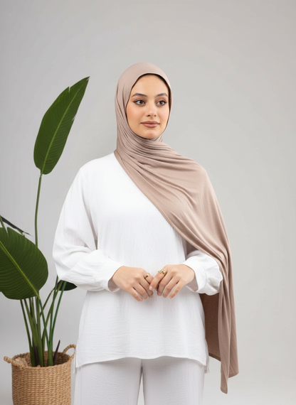 Pure Jersey Kuwaiti Scarf in Cafe #Color_Cafe