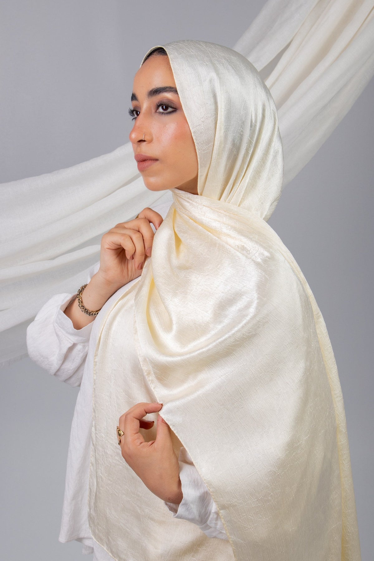 Moon Glow Crushed Satin Scarf in Sokary #Color_Sokary