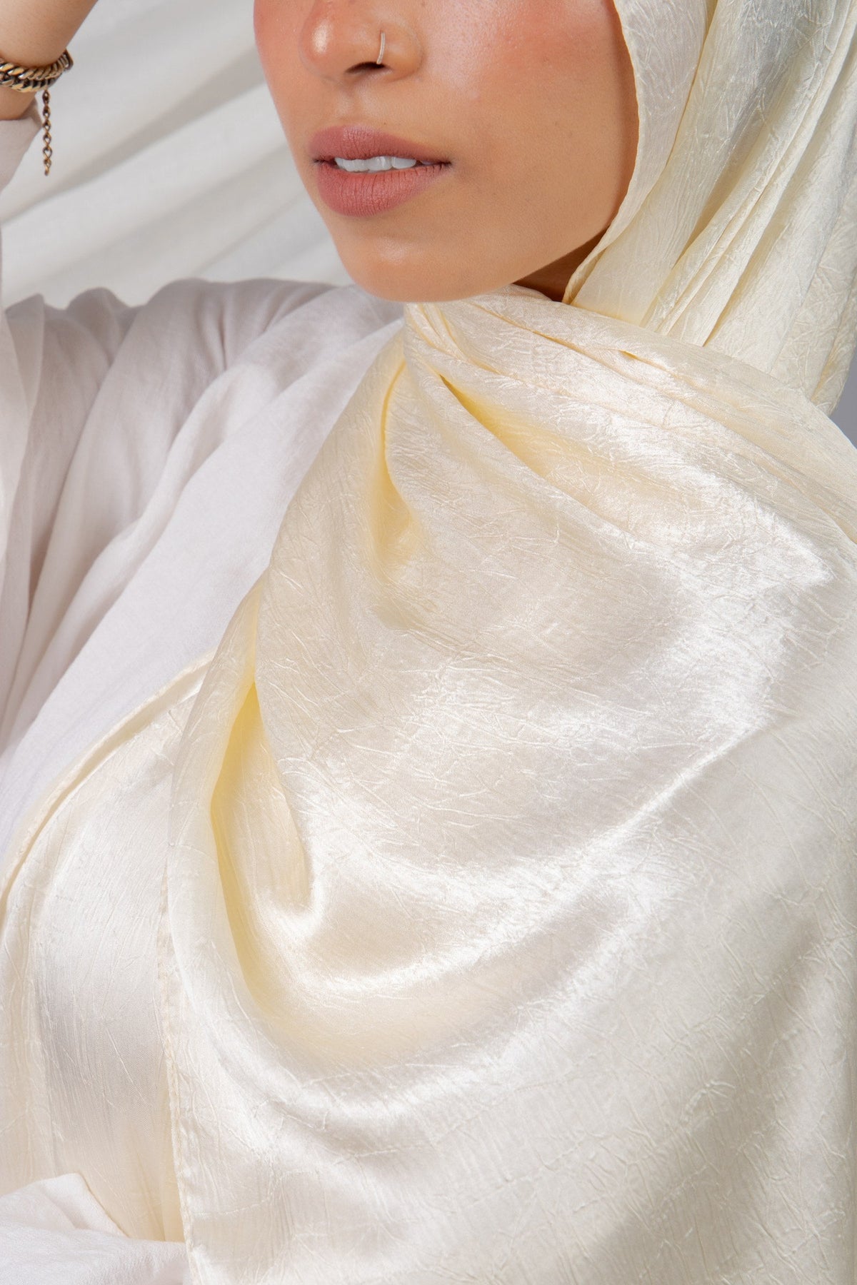 Moon Glow Crushed Satin Scarf in Sokary #Color_Sokary