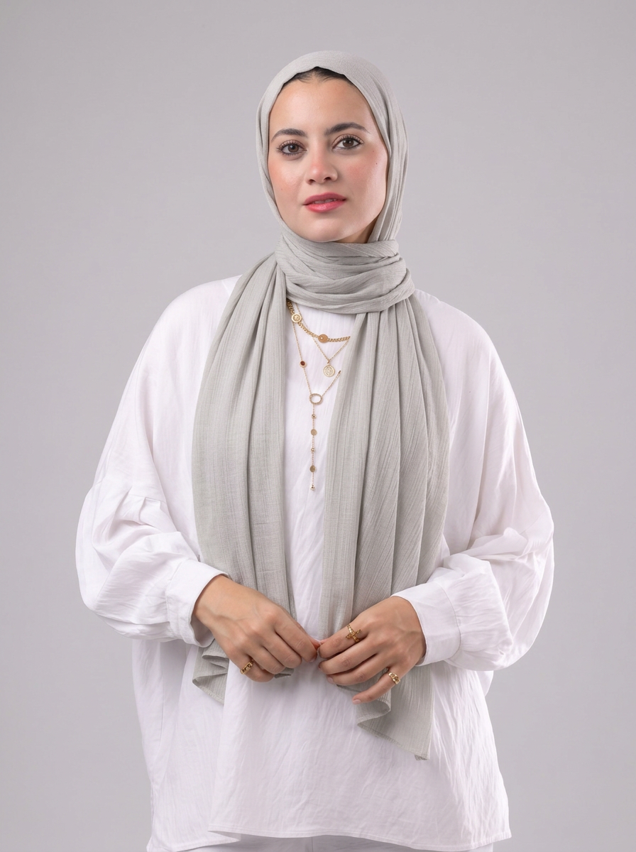 Lulua Plain Cotton Scarf - Light Greige