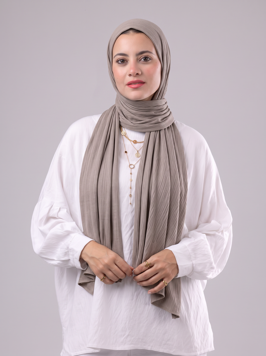 Lulua Plain Cotton Scarf - Taupe