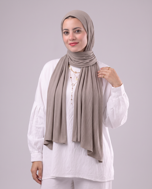 Lulua Plain Cotton Scarf - Taupe