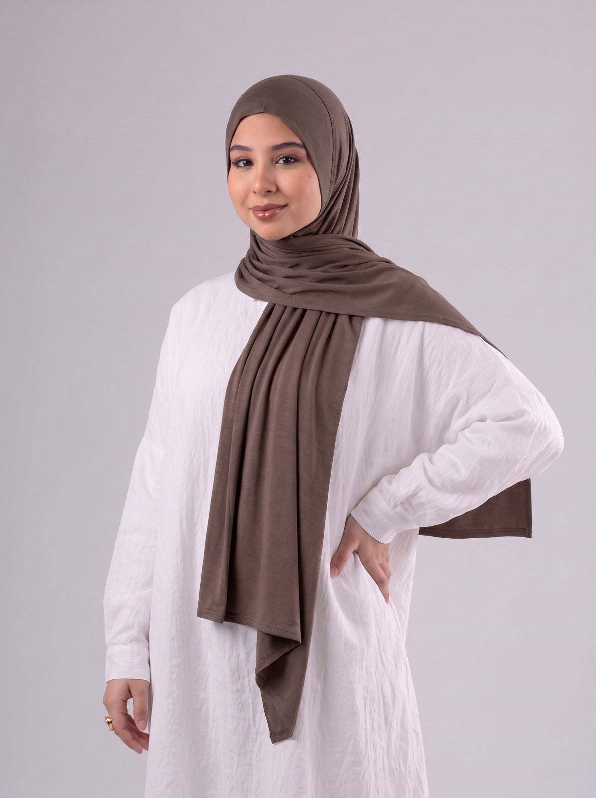 Quick Wrap Hijab in Brown #Color_Brown