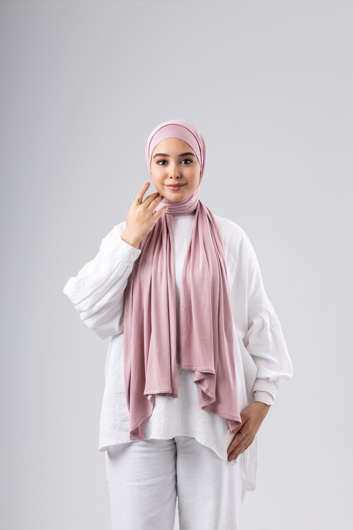 Jel Scarf and Bonnet Set in Dark Cashmere #Color_Dark Cashmere