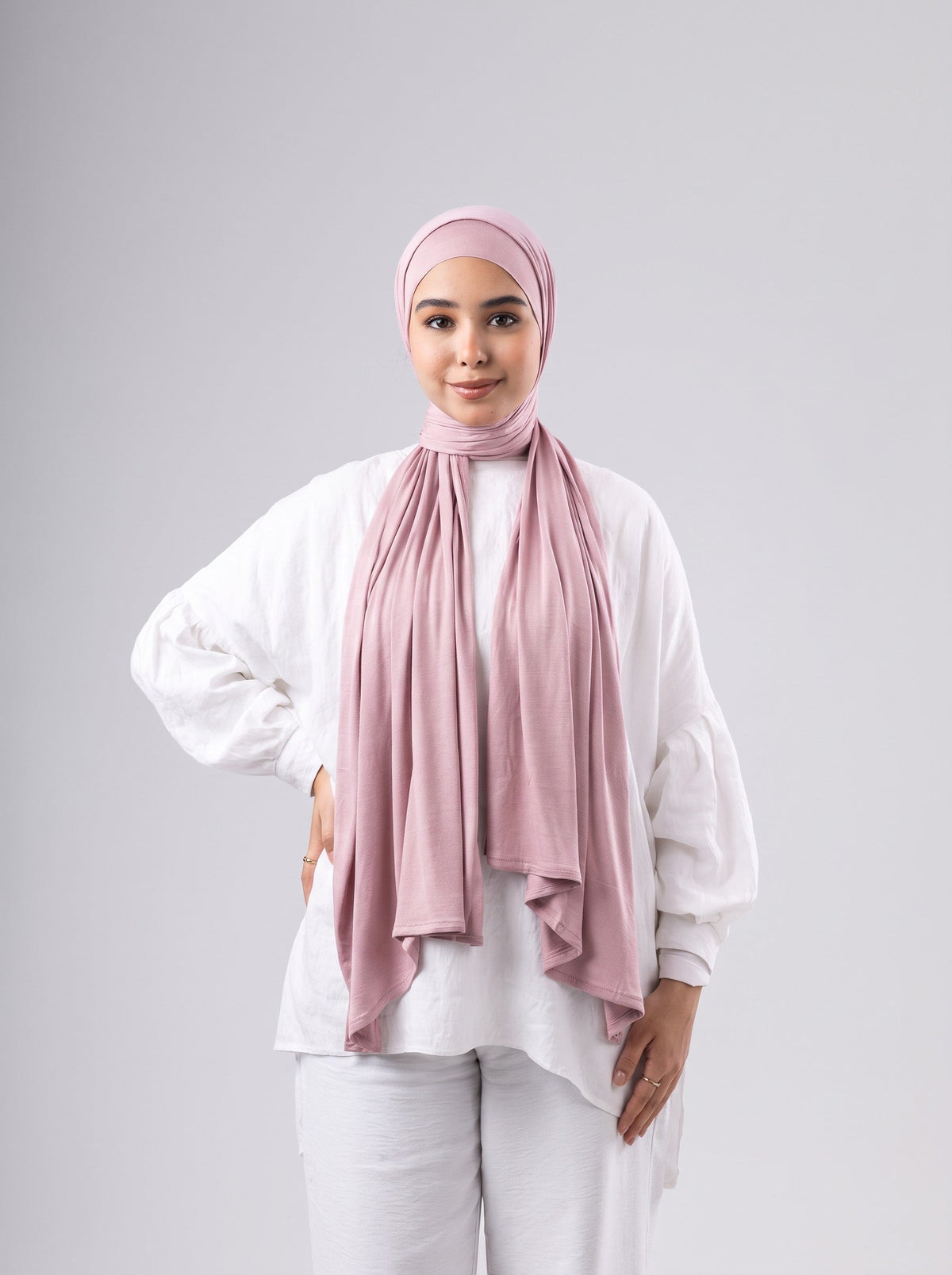 Jel Scarf and Bonnet Set in Dark Cashmere #Color_Dark Cashmere