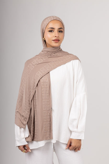 Maze Kuwaiti Scarf in Dark Beige #Color_Dark Beige
